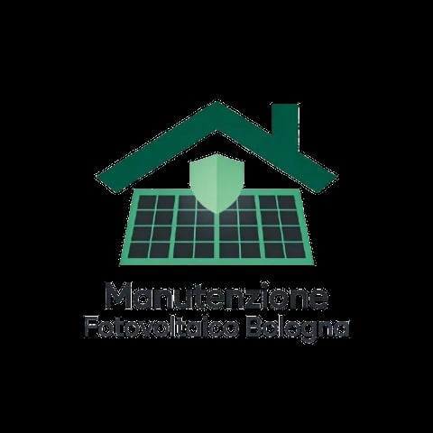 Logo per Manutenzione Fotovoltaico Bologna con pannelli solari e scudo protettivo